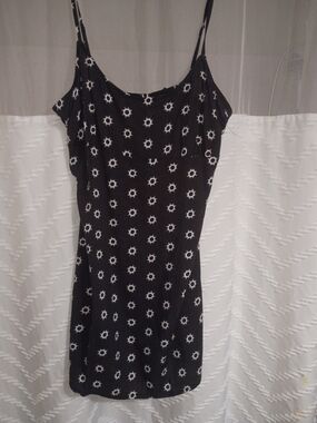 Volcom Black Slip Dress with White Sunburst Print